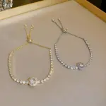 Pulsera de acero inoxidable chapada en oro de 18K ajustable llena de diamantes de imitación para mujer, nueva moda 2026, pulsera de circón cuadrada, joyería 1