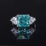 Anillos de plata de ley 100% 925 con diamantes de alto contenido de carbono, color verde menta, 10x10mm, para mujer, joyería fina brillante para fiesta de boda, regalo 4