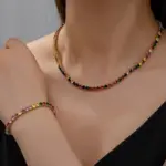 Collar de Cristal de Circonio Colorido de Una Sola Hilera, Joyería de Moda para Mujer, Venta Transfronteriza, Gargantilla Hip Hop, Diseño Geométrico 3