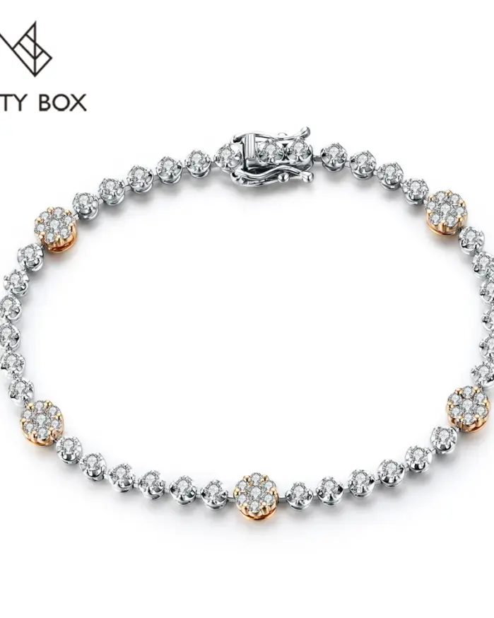 Pulseras de tenis de moissanita para mujer, Plata de Ley S925, Diamante D VVS1, chapado en oro de 18k, regalo de joyería fina de boda 1