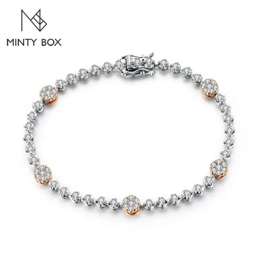 Pulseras de tenis de moissanita para mujer, Plata de Ley S925, Diamante D VVS1, chapado en oro de 18k, regalo de joyería fina de boda 1