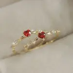 exquisito amor rojo CZ anillos de propuesta de compromiso para mujeres banda delgada estética joyería de moda femenina regalo de cumpleaños elegante 5