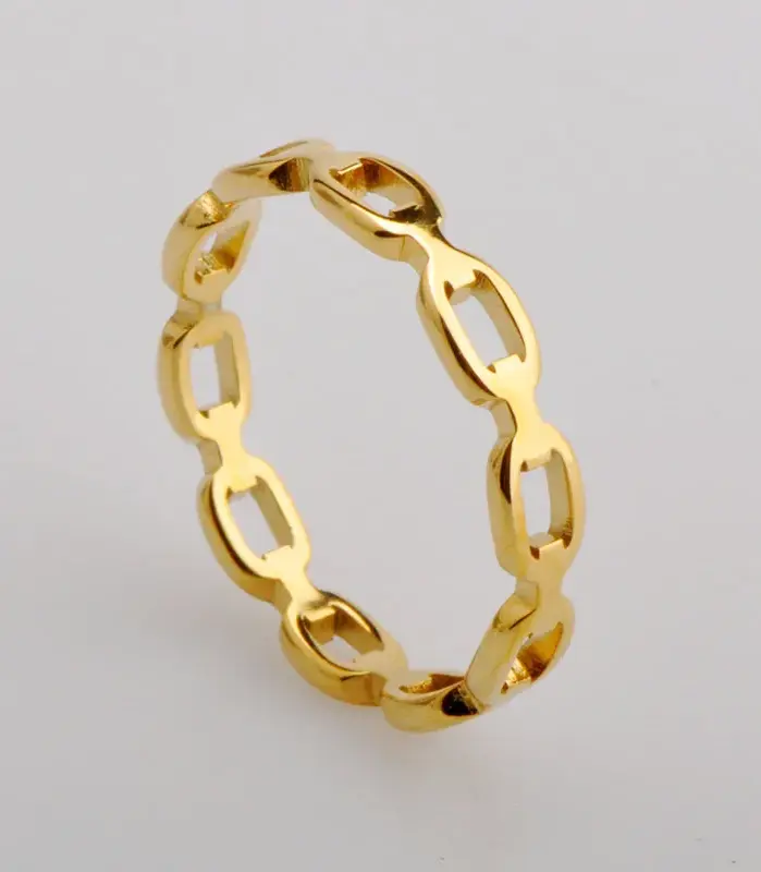Ramos-anillo de acero inoxidable de titanio para mujer, joyería de moda, color dorado, hueco, geométrico, Vintage, nunca se decolora 1