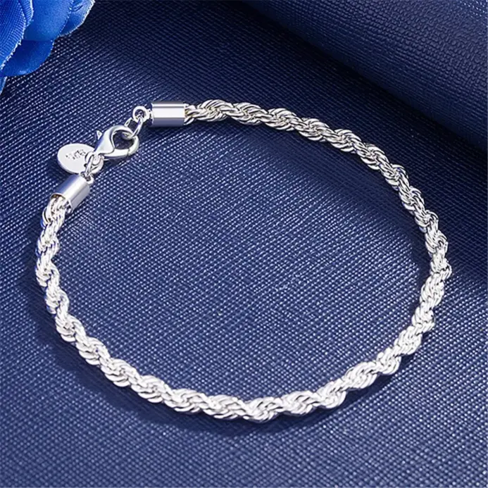 Pulsera de cadena sólida exquisita de Plata de Ley 925, abalorio de moda para mujeres y hombres, joyería de modelos simples y bonitos para boda 2