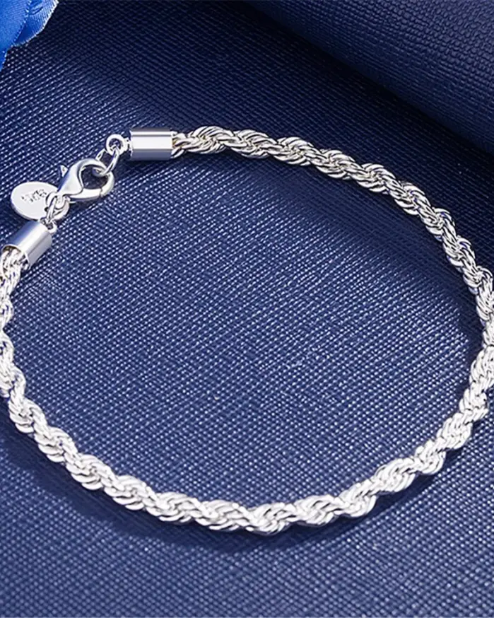 Pulsera de cadena sólida exquisita de Plata de Ley 925, abalorio de moda para mujeres y hombres, joyería de modelos simples y bonitos para boda 2