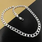 Collar de plata de ley 925 para hombres y mujeres, cadena clásica de 6MM de 16/18/20/22/24 pulgadas, joyería de lujo, regalos de boda y Navidad 5