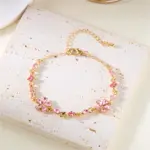 🌺 Pulsera "Jardín de Fuego" – Flores de Cristal Rojo y Oro de 18Kde boda de lujo 1