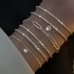 6 uds. Pulseras de diamantes de imitación de Plata de Ley 925 para mujeres y niñas, pulseras con dijes de cielo estrellado brillante coreano de lujo, joyería de fiesta 1