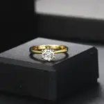 Anillo de boda clásico de cristal de 1 quilate para mujer, sortija de compromiso de aniversario de oro de diamante, propuesta de matrimonio, 3