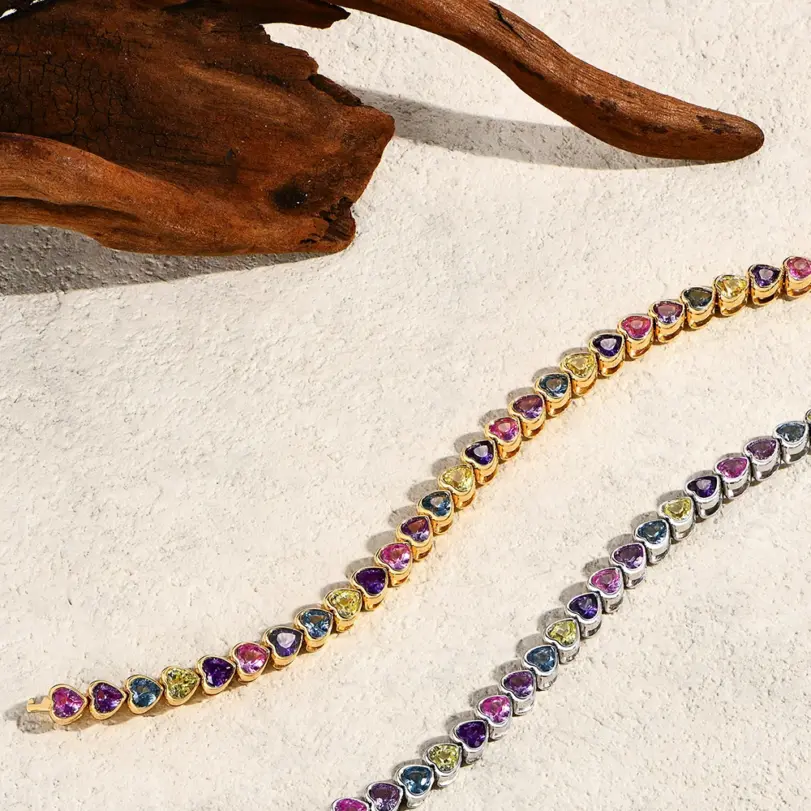 💖 Pulsera "Eternidad de Corazones" – Plata S925 y Zafiros Multicolor 3