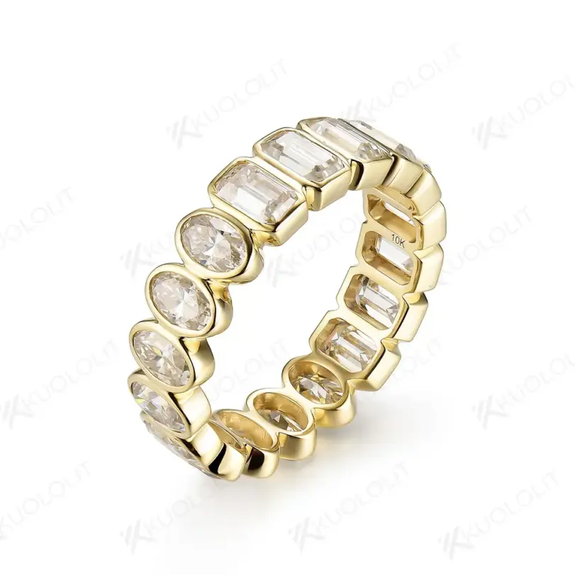 Anillos Kuololit de moissanita ovalados y esmeralda de 6,3 quilates para hombres y mujeres, anillo de plata de oro amarillo de 18 quilates, 14 quilates y 10 quilates para compromiso y boda 5