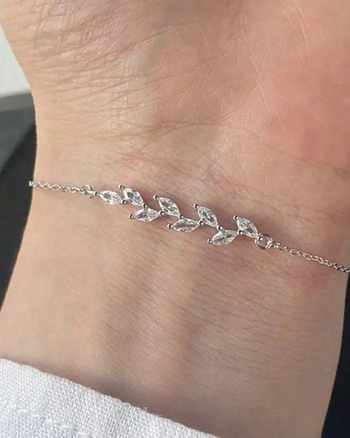 pulsera de cadena ajustable con hoja de circonia AAA para mujer, joyería única y elegante para fiesta y boda 2
