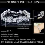 Pera-pulsera de circonia cúbica verde para mujer, brazalete de lujo con piedras grandes, accesorios de joyería nupcial para damas de honor, B029 6