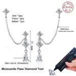 pendientes de cadena de moissanita para mujer, aretes de diamante de laboratorio brillante, de Plata de Ley 925, joyería 5