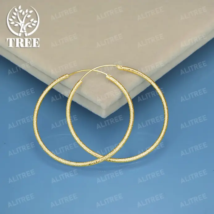 pendientes circulares esmerilados de Plata de Ley 925 de oro de 18K para mujer, joyería de moda para fiesta, boda, banquete, pendientes de aro, regalos 1