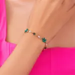 🌺 Pulsera "Jardín de Fuego" – Flores de Cristal Rojo y Oro de 18Kde boda de lujo 5