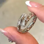 Anillos brillantes con tachuelas de diamantes de plata 925 para mujer, estilo punk, ligero, de lujo, vintage, joyería de anillo de tendencia de moda de alta calidad 3