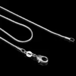 Collar de plata de ley 925 para mujer, joyería de plata de moda, cadena de serpiente, collar de 1mm, 16, 18, 20, 22 y 24 2