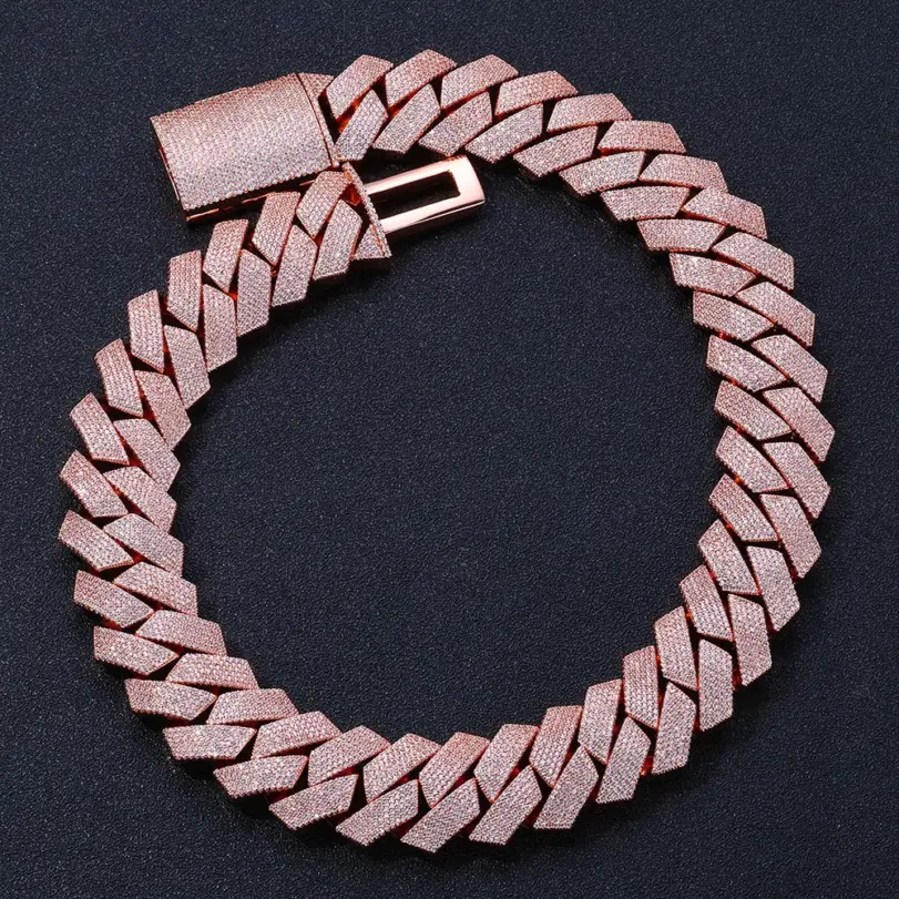 Joyería de Hip Hop, collar helado de oro rosa, grande, grueso, pesado, 25mm, 6 filas, piedra Cz ostentosa, collar de cadena de eslabones cubanos ﻿ regalo para hombres 3