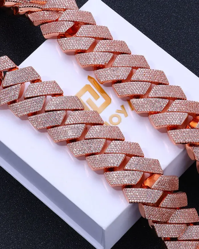 Joyería de Hip Hop, collar helado de oro rosa, grande, grueso, pesado, 25mm, 6 filas, piedra Cz ostentosa, collar de cadena de eslabones cubanos regalo para hombres 1