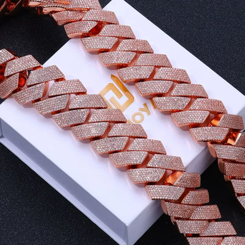 Joyería de Hip Hop, collar helado de oro rosa, grande, grueso, pesado, 25mm, 6 filas, piedra Cz ostentosa, collar de cadena de eslabones cubanos ﻿ regalo para hombres 1