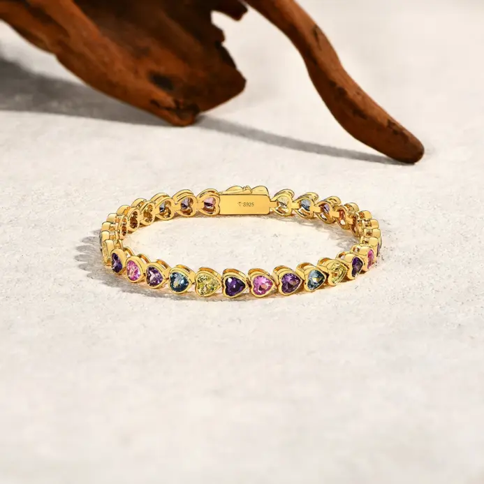 💖 Pulsera "Eternidad de Corazones" – Plata S925 y Zafiros Multicolor 2