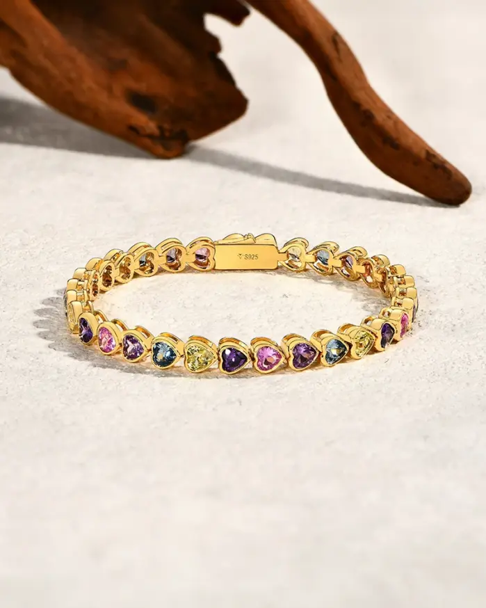 💖 Pulsera "Eternidad de Corazones" – Plata S925 y Zafiros Multicolor 2
