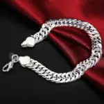 Pulsera de cadena sólida exquisita de Plata de Ley 925, abalorio de moda para mujeres y hombres, joyería de modelos simples y bonitos para boda 5