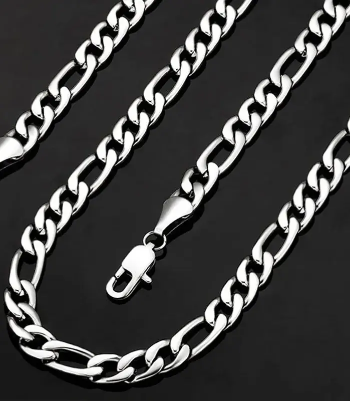 Collar de cadena Figaro de Plata de Ley 925 de 40-75cm para hombres y mujeres, cadena Simple a la moda, accesorios de joyería para regalo de boda y Navidad 1