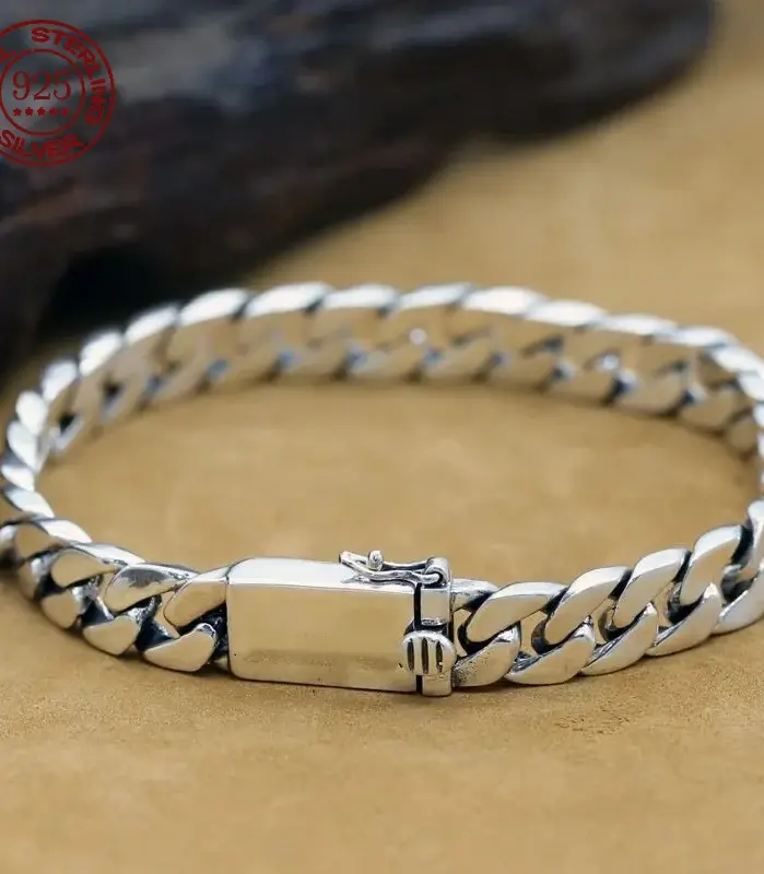 ⛓️ Pulsera "Punk Titan S925" – Plata Sólida 8mm (Garantía Eterna) 1