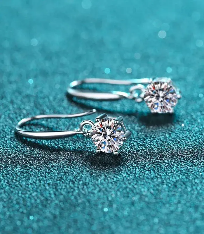 Pendientes colgantes de moissanita NeeTim de 1ct y 6,5mm para mujer, regalo Original de boda y Navidad, pendiente de aro de plata de ley S925 al por mayor 2