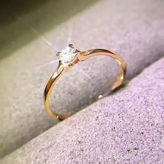 Anillos de boda minimalistas para mujer con circonita cúbica de 4MM, accesorio Simple y elegante para dedo femenino, bandas de compromiso, joyería 1