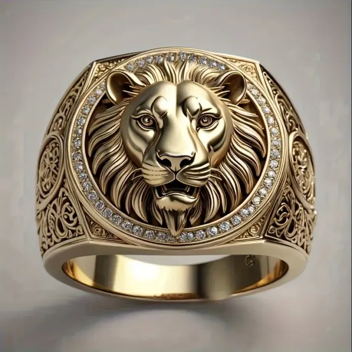 Un anillo del Rey León ligeramente circón para hombres y mujeres. 1