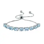 Nano Topacio Azul Cielo 925 pulseras de eslabones de cadena de plata esterlina para mujer joyería fina pulsera ajustable 2