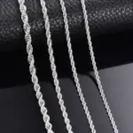 1 pieza de Plata de Ley 925 ancho 2mm/3mm/4mm cuerda cadena collar/pulsera para hombres mujeres hombre collar de cadena de moda 1