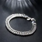 Pulsera de cadena sólida cuadrada de Plata de Ley 925 Noble para mujeres y hombres, abalorio, regalo de fiesta, joyería de moda de boda 2
