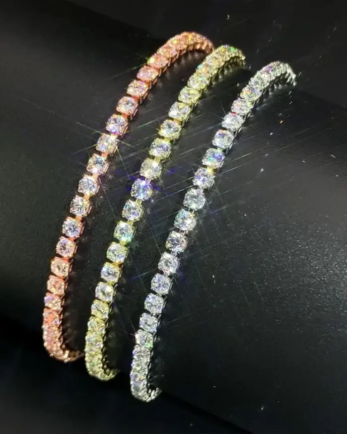 Pulsera de tenis de circonia de 2,5mm para mujer, abalorio de cristal de diseñador, pulsera de cadena fina de tenis en la mano, joyería de boda KC128 2