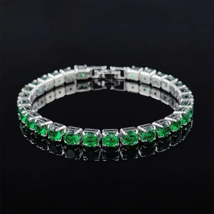💚 Brazalete "Gala Esmeralda" – Lujo 4mm en Zirconia y Plata 1