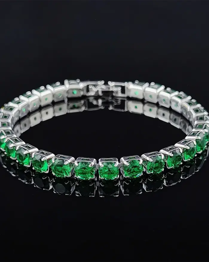 💚 Brazalete "Gala Esmeralda" – Lujo 4mm en Zirconia y Plata 1