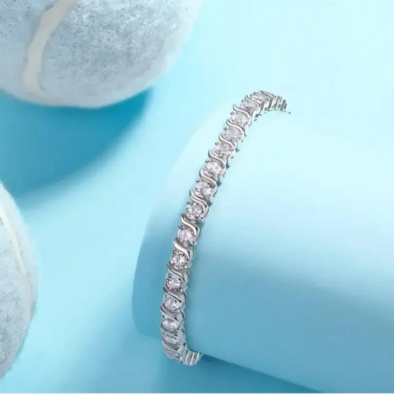 Pulsera de Moissanita de 4 mm LinkerLove, Brazalete de Plata de Ley S925 para Mujer, Chapado en Oro de 18K, VVS1, Color D, Diamante de Laboratorio, Joyería de Lujo 3