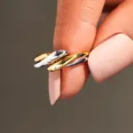 Huitan-Anillo de dedo giratorio de dos tonos para mujer, anillos de Metal modernos para mujer, uso diario, accesorios versátiles, joyería 3