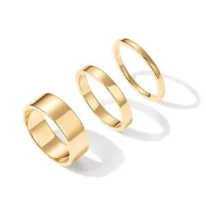 anillos apilables rellenos de oro de 18 quilates para mujer, conjunto de 3 anillos chapados en oro apilables minimalistas a la moda, anillo cómodo para mujer 1