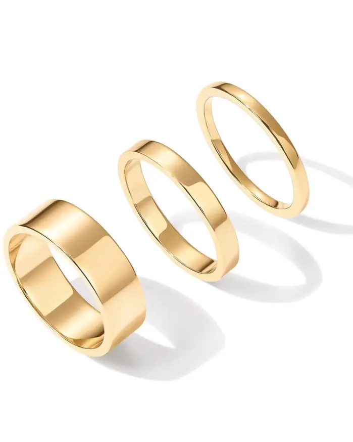 anillos apilables rellenos de oro de 18 quilates para mujer, conjunto de 3 anillos chapados en oro apilables minimalistas a la moda, anillo cómodo para mujer 1