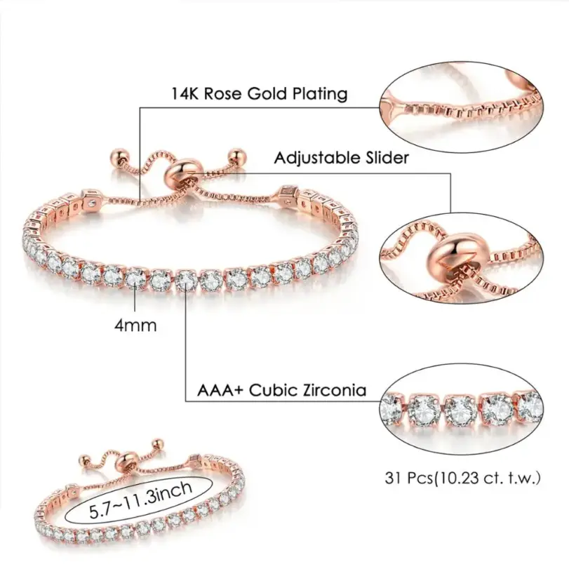 ✨ Pulsera Tennis "Gema Natal" – Ajustable y Personalizada con Circonia 6