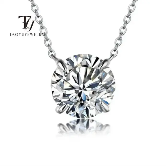 Moissanite diámetro 6,5mm 0,5-5CT mujer colgante Sier collar para mujer cadenas fiesta nupcial joyería fina 925 collar de plata esterlina 1