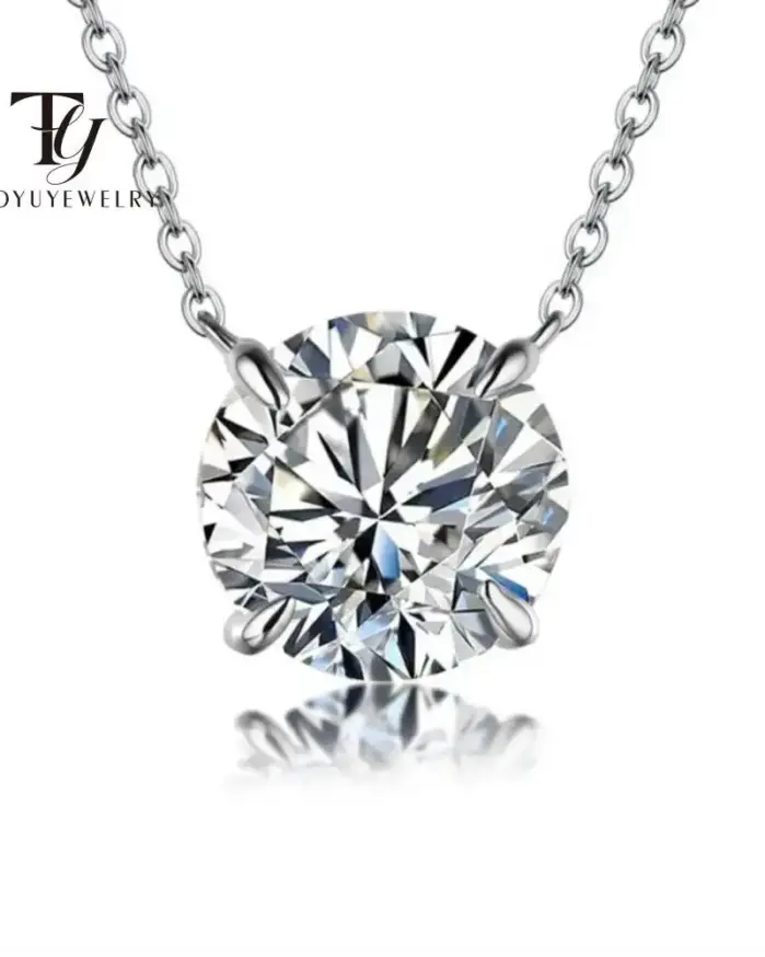 Moissanite diámetro 6,5mm 0,5-5CT mujer colgante Sier collar para mujer cadenas fiesta nupcial joyería fina 925 collar de plata esterlina 1