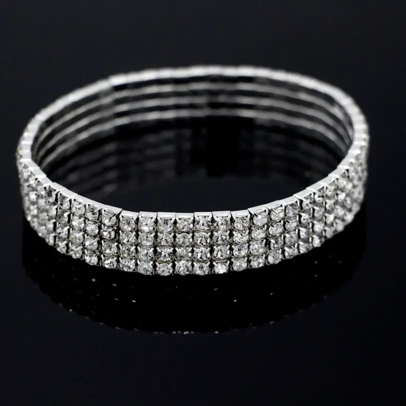 Tobillera de tenis con diamantes de imitación a la moda para mujer, cadena elástica de cristal multicapa en la pierna, pulsera de tobillo para playa de verano, joyería 6