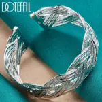 brazalete de red entrelazada de Plata de Ley 925 de 27mm para mujer, joyería de fiesta con abalorio de moda para compromiso de boda 1