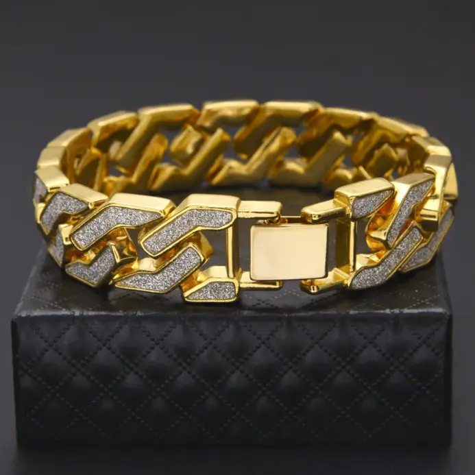 Pulsera de oro puro 24K 9999 de lujo, pulsera geométrica personalizada para hombre 1