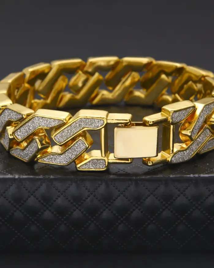 Pulsera de oro puro 24K 9999 de lujo, pulsera geométrica personalizada para hombre 1